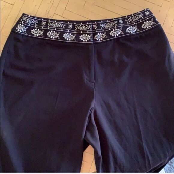 Style & Co. Black Pants Embroidered 10 Boho A15 - Picture 1 of 8